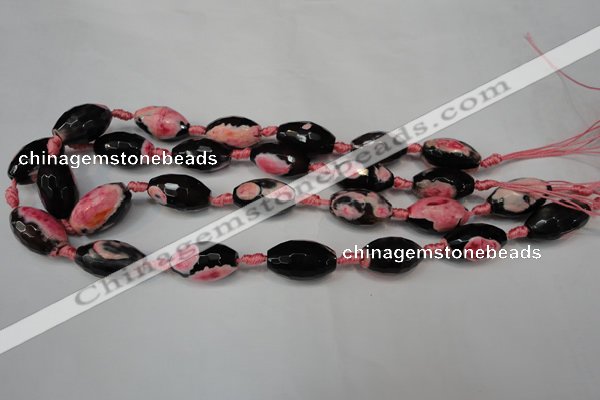 CAG5796 15 inches 13*22mm faceted rice fire crackle agate beads