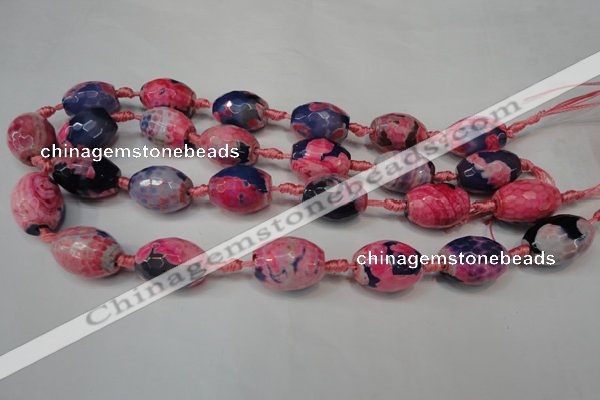 CAG5799 15 inches 15*20mm faceted rice fire crackle agate beads