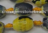 CAG5800 15 inches 15*20mm faceted rice fire crackle agate beads