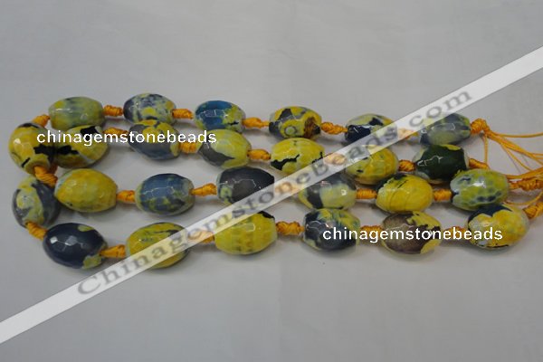 CAG5800 15 inches 15*20mm faceted rice fire crackle agate beads