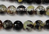 CAG5806 15 inches 10mm faceted round fire crackle agate beads