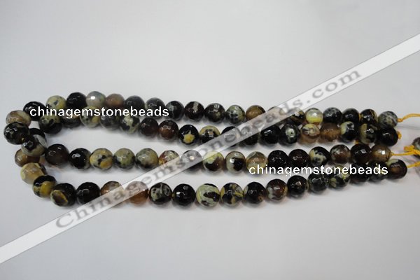 CAG5806 15 inches 10mm faceted round fire crackle agate beads