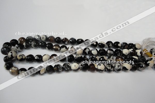 CAG5807 15 inches 10mm faceted round fire crackle agate beads