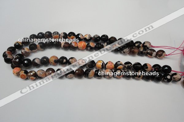 CAG5808 15 inches 10mm faceted round fire crackle agate beads