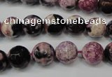 CAG5809 15 inches 10mm faceted round fire crackle agate beads