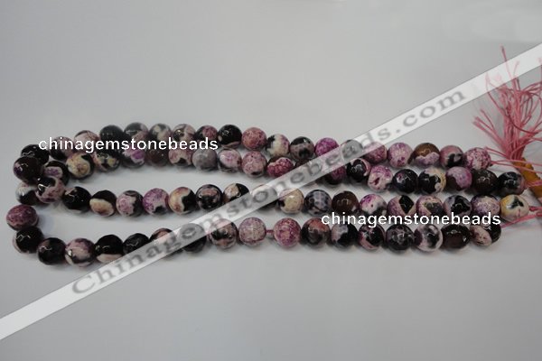 CAG5809 15 inches 10mm faceted round fire crackle agate beads