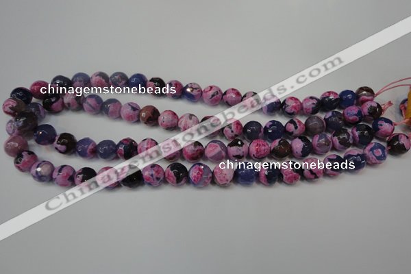 CAG5810 15 inches 10mm faceted round fire crackle agate beads