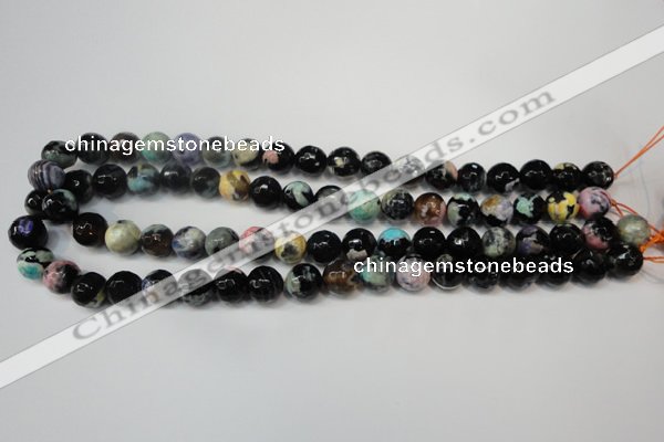 CAG5813 15 inches 10mm faceted round fire crackle agate beads