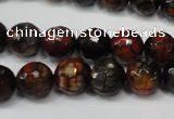 CAG5816 15 inches 10mm faceted round fire crackle agate beads