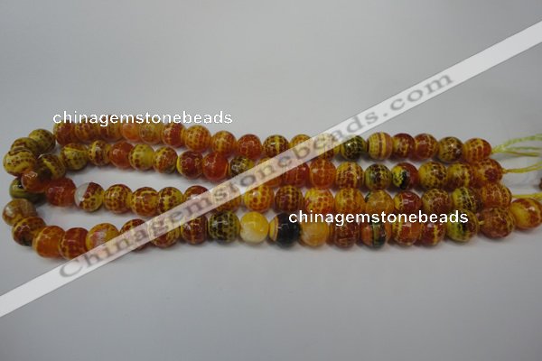 CAG5817 15 inches 10mm faceted round fire crackle agate beads