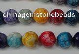 CAG5818 15 inches 10mm faceted round fire crackle agate beads