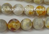 CAG5820 15 inches 12mm faceted round fire crackle agate beads