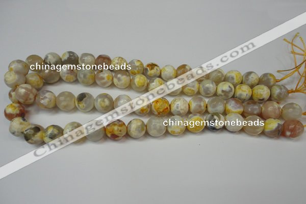 CAG5820 15 inches 12mm faceted round fire crackle agate beads