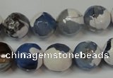 CAG5821 15 inches 12mm faceted round fire crackle agate beads