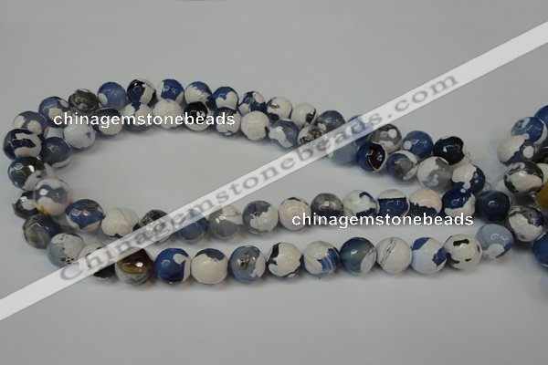 CAG5821 15 inches 12mm faceted round fire crackle agate beads