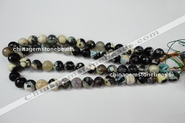 CAG5822 15 inches 12mm faceted round fire crackle agate beads