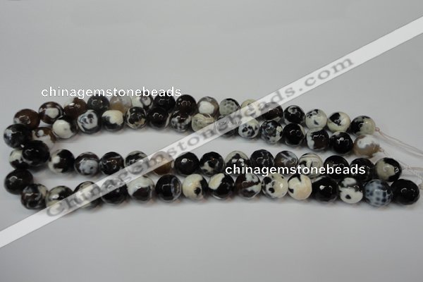 CAG5823 15 inches 12mm faceted round fire crackle agate beads