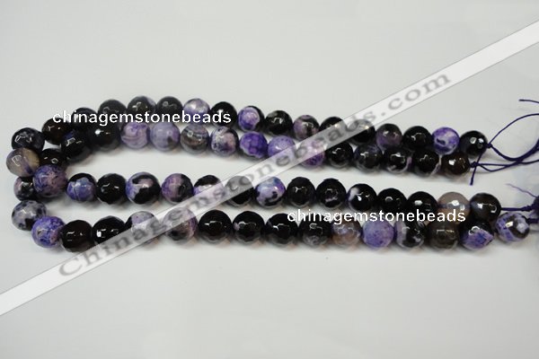 CAG5824 15 inches 12mm faceted round fire crackle agate beads