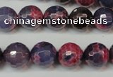 CAG5826 15 inches 12mm faceted round fire crackle agate beads