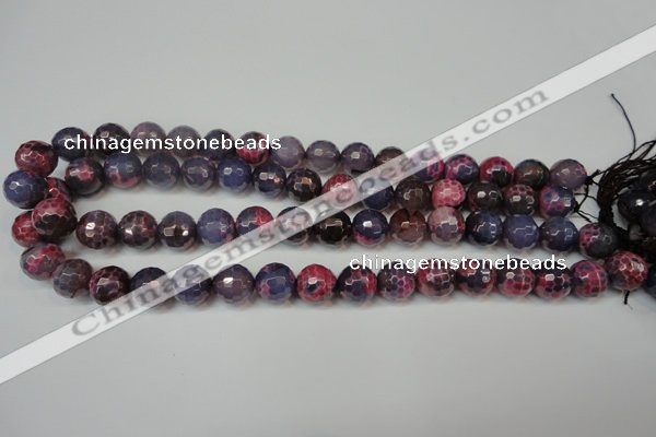 CAG5826 15 inches 12mm faceted round fire crackle agate beads