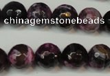 CAG5827 15 inches 12mm faceted round fire crackle agate beads