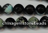 CAG5828 15 inches 12mm faceted round fire crackle agate beads