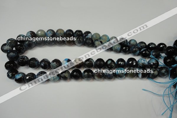 CAG5829 15 inches 12mm faceted round fire crackle agate beads