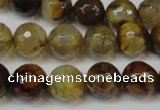 CAG5831 15 inches 12mm faceted round fire crackle agate beads