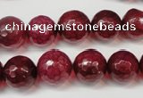 CAG5832 15 inches 12mm faceted round fire crackle agate beads