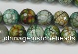 CAG5833 15 inches 12mm faceted round fire crackle agate beads