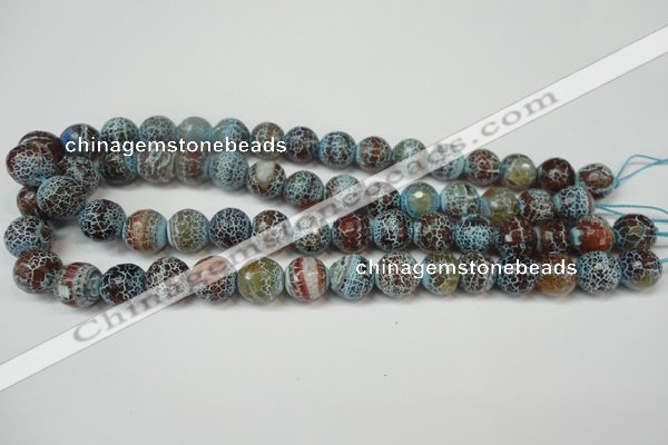 CAG5834 15 inches 12mm faceted round fire crackle agate beads