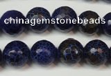 CAG5835 15 inches 12mm faceted round fire crackle agate beads