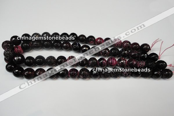 CAG5837 15 inches 12mm faceted round fire crackle agate beads