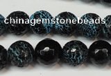 CAG5838 15 inches 12mm faceted round fire crackle agate beads