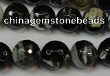 CAG5840 15 inches 14mm faceted round fire crackle agate beads