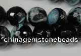 CAG5841 15 inches 14mm faceted round fire crackle agate beads