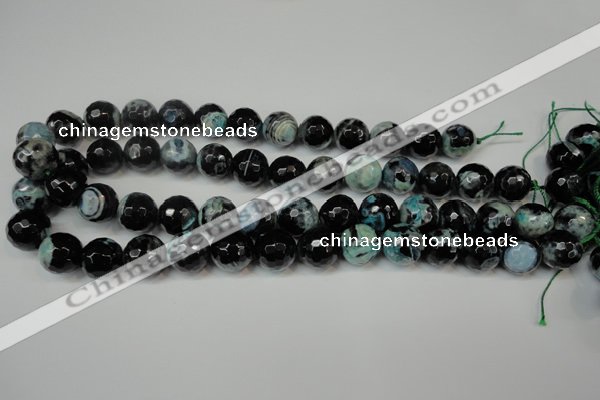 CAG5841 15 inches 14mm faceted round fire crackle agate beads