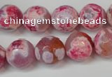 CAG5845 15 inches 14mm faceted round fire crackle agate beads