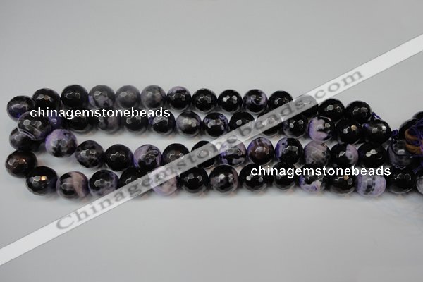 CAG5846 15 inches 14mm faceted round fire crackle agate beads