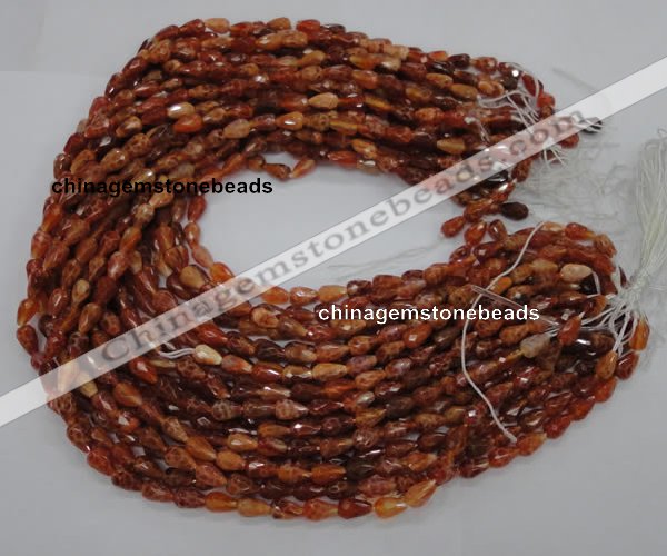 CAG585 15.5 inches 6*9mm faceted teardrop natural fire agate beads