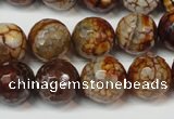 CAG5850 15 inches 14mm faceted round fire crackle agate beads