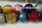 CAG5851 15 inches 14mm faceted round fire crackle agate beads