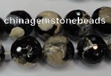 CAG5855 15 inches 16mm faceted round fire crackle agate beads