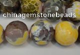 CAG5858 15 inches 16mm faceted round fire crackle agate beads