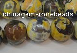 CAG5859 15 inches 16mm faceted round fire crackle agate beads