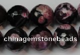 CAG5861 15 inches 16mm faceted round fire crackle agate beads