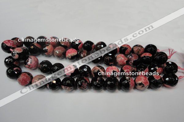 CAG5862 15 inches 16mm faceted round fire crackle agate beads