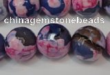 CAG5863 15 inches 16mm faceted round fire crackle agate beads