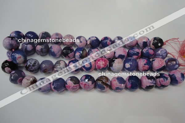 CAG5863 15 inches 16mm faceted round fire crackle agate beads