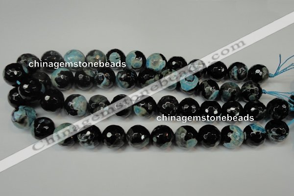 CAG5865 15 inches 16mm faceted round fire crackle agate beads